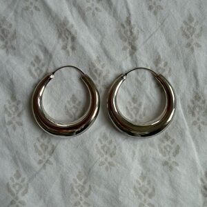 5cm Silver Hoops Large Hollow